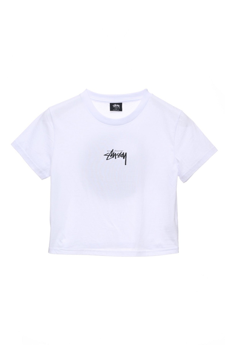 White Stüssy 8 Ball Fade Slim Tee | YFKQJC-928