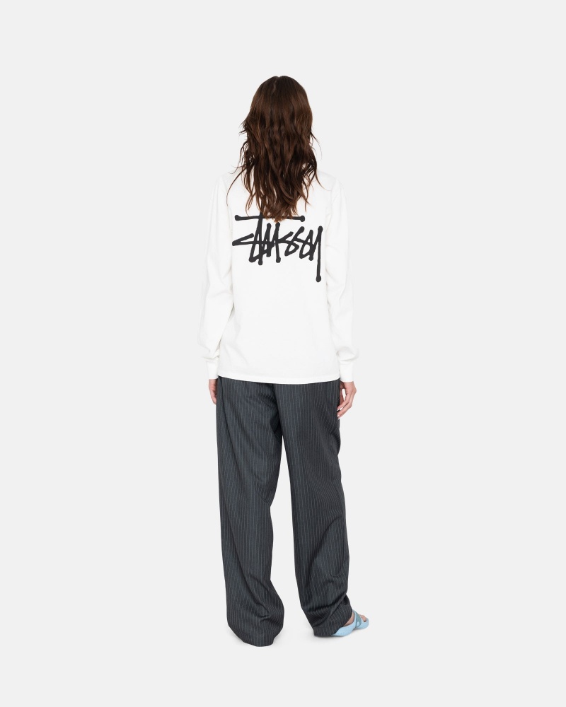 White Stüssy Basic Stussy Ls Tee | FTBN9-7063