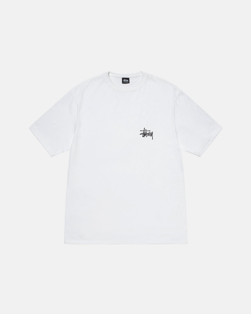 White Stüssy Basic Stussy Tee | AHFQ-53106