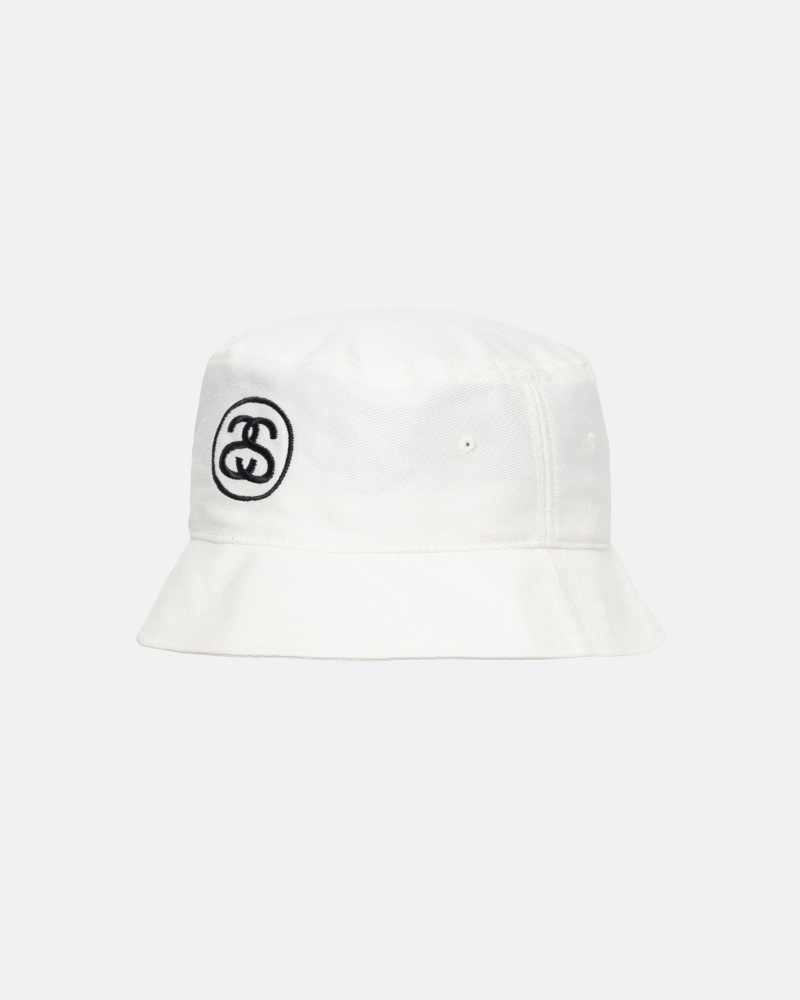 White Stüssy Deep Bucket Hat SS Link | OXEU7-9624