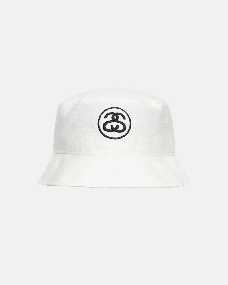 White Stüssy Deep Bucket Hat SS Link | OXEU7-9624