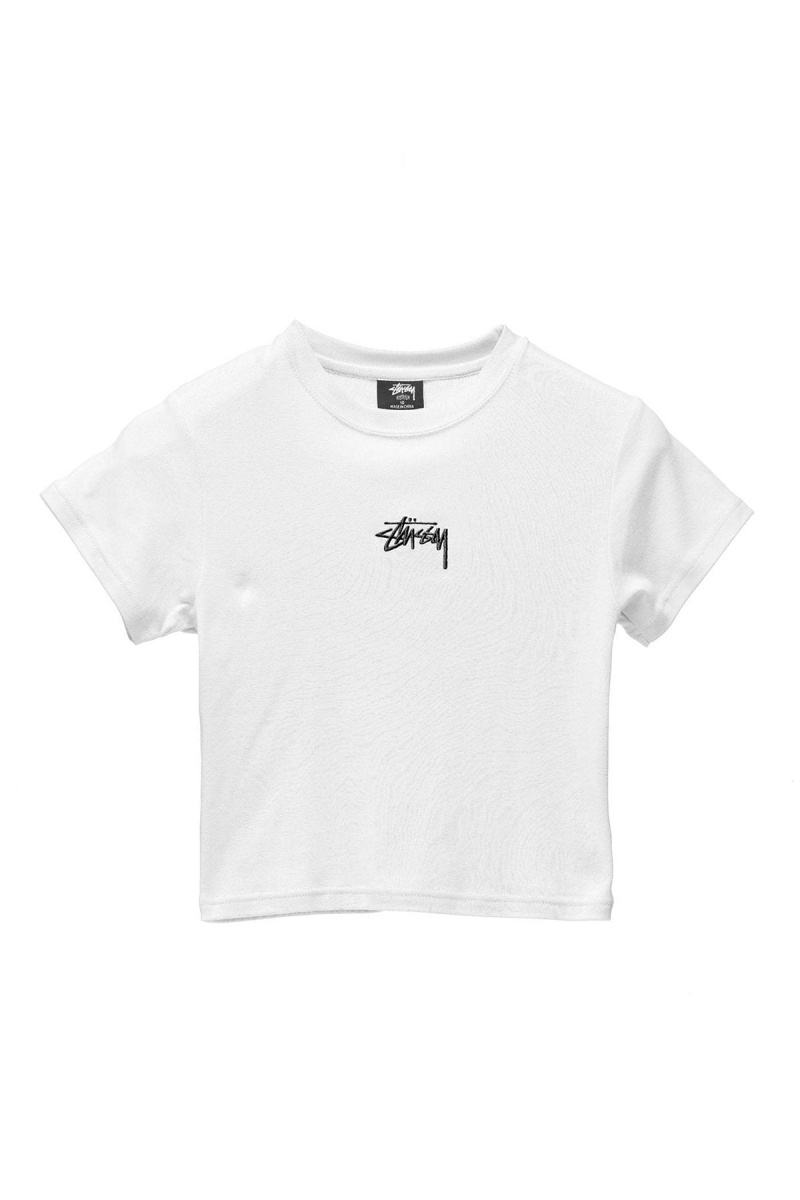 White Stüssy Graffiti Rib Tee | XSPBNU-987