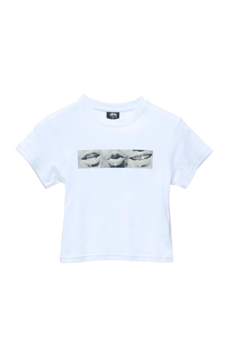 White Stüssy Phonetic Rib Tee | NDZVLH-532