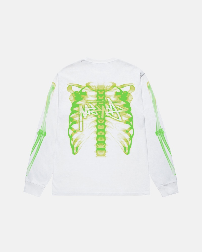 White Stüssy Rib Cage 3M Ls Tee | QOLB-70512