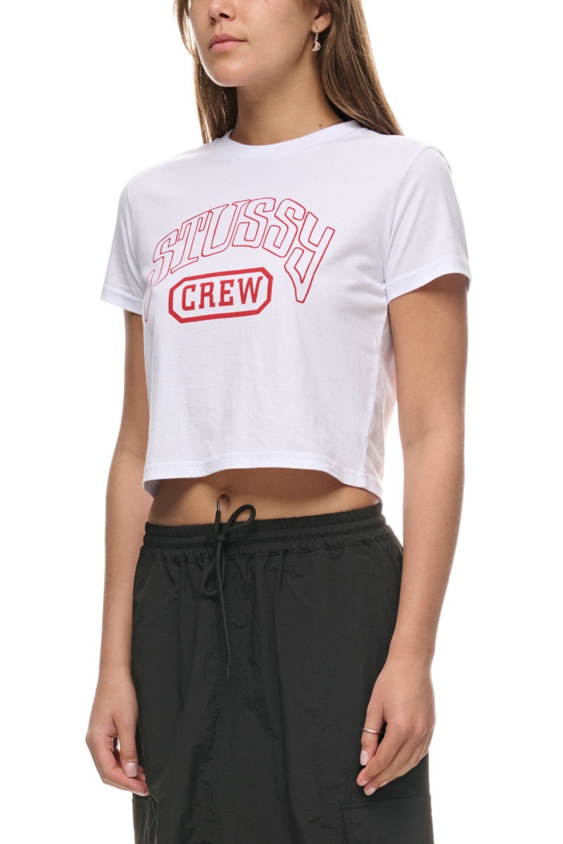 White Stüssy Stussy Crew Slim Tee | FMEHCL-348