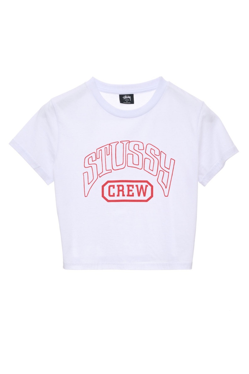 White Stüssy Stussy Crew Slim Tee | FMEHCL-348