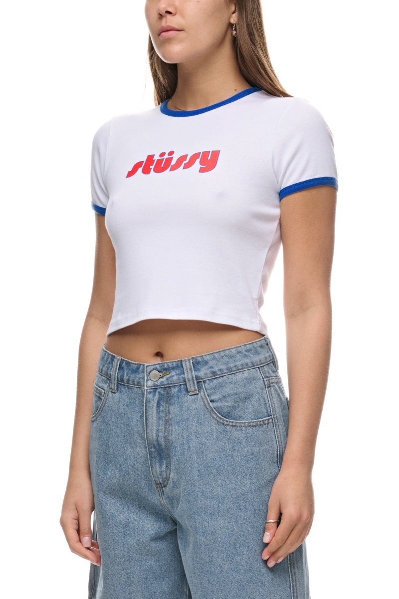 White/ Ultramarine Stüssy Stussy Ringer Tee | CMWJIG-486