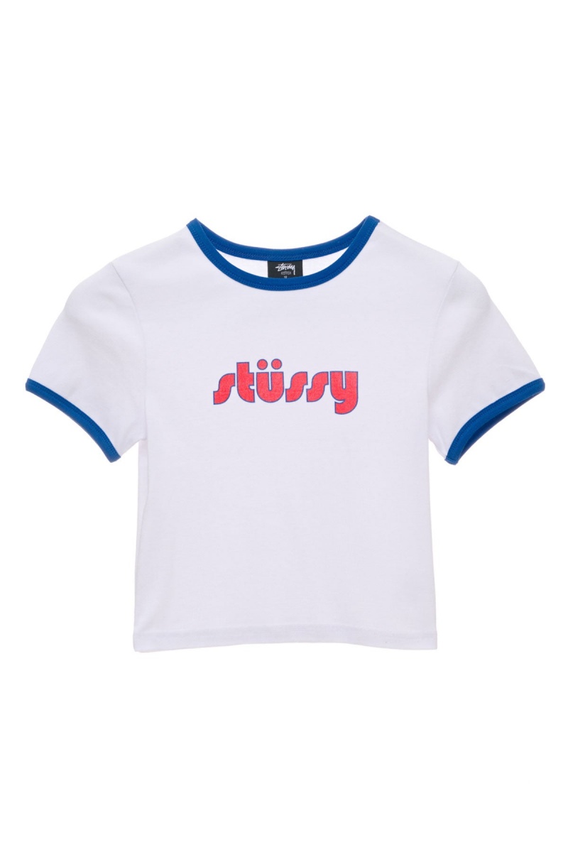 White/ Ultramarine Stüssy Stussy Ringer Tee | CMWJIG-486