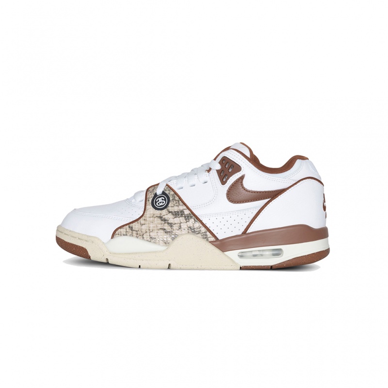 White / Pecan-Fossil Stüssy & Nike Air Flight \'89 Low | LXIS1-4592