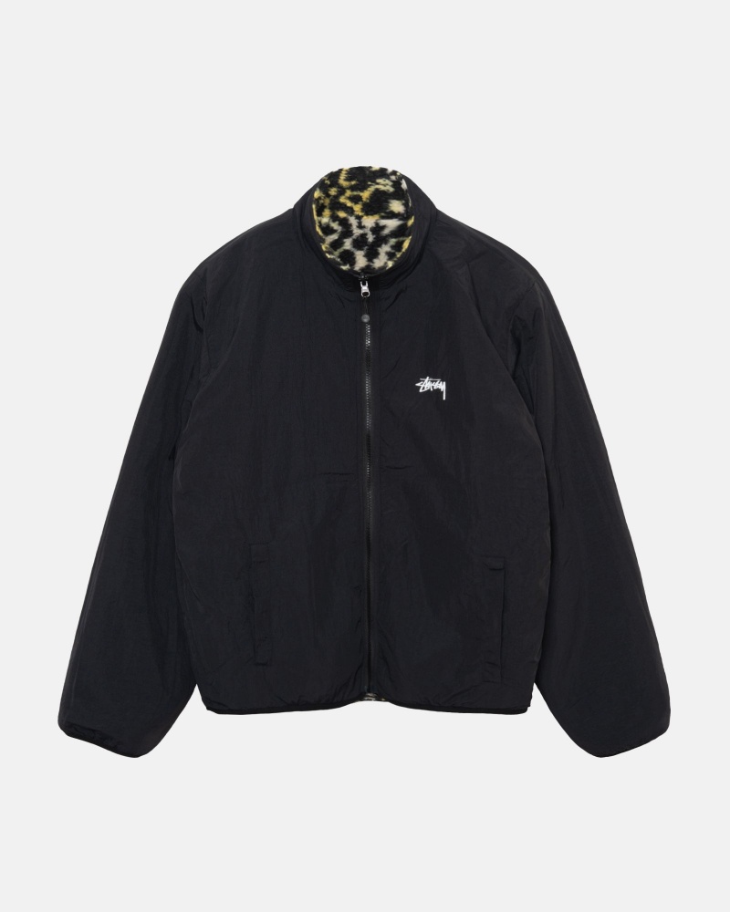 Yellow Leopard Stüssy Sherpa Reversible Jacket | NBCR4-5160