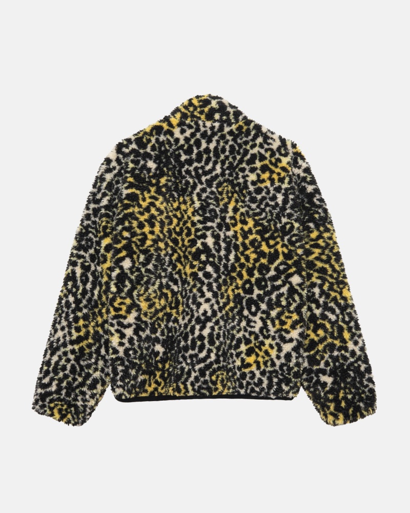 Yellow Leopard Stüssy Sherpa Reversible Jacket | NBCR4-5160