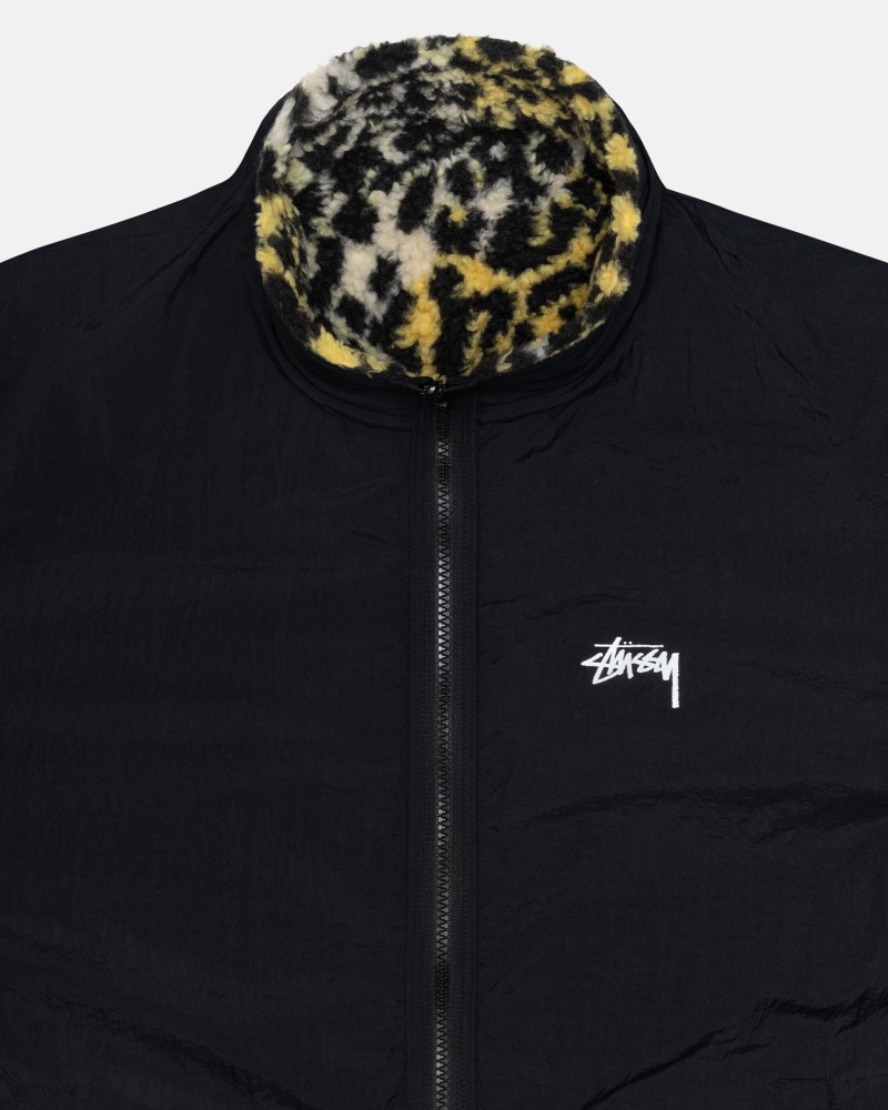 Yellow Leopard Stüssy Sherpa Reversible Jacket | NBCR4-5160