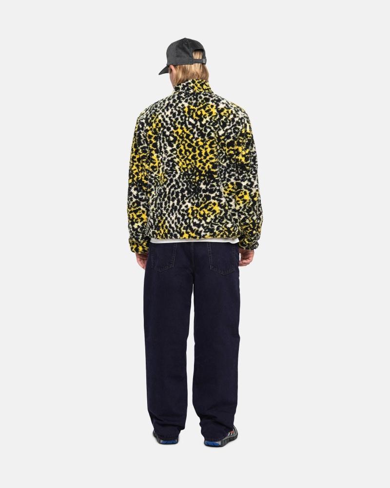 Yellow Leopard Stüssy Sherpa Reversible Jacket | NBCR4-5160